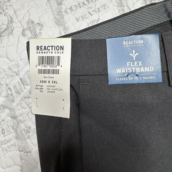 Kenneth Cole STRETCH MICRO CHECK MODERN FIT TECHNI-COLE DRESS PANT 30W 32L - Picture 2 of 12